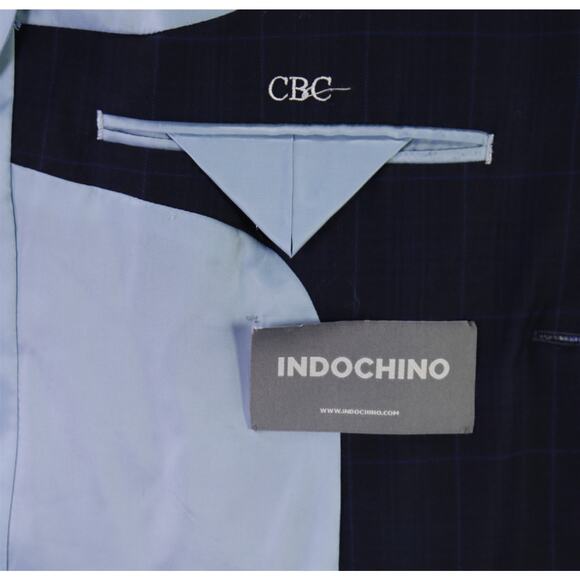 Indochino Custom Blazer Navy Blue Windowpane 2-Btn Wool Jacket 38S - Picture 9 of 10